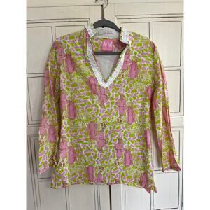 MM Missy Maude size small popover blouse tunic with a golf theme